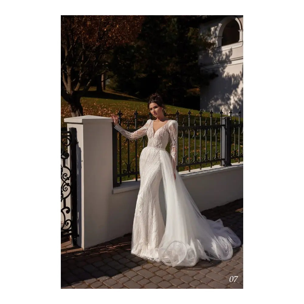 Rochie mireasa 2 in 1 sirena cu fusta detasabila 23-07 - Simone Boutique rochii de mireasa Sibiu