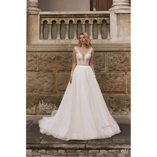 Rochie mireasa A-line cu decolteu V si maneci lungi 24-27 - Simone Boutique rochii de mireasa Sibiu
