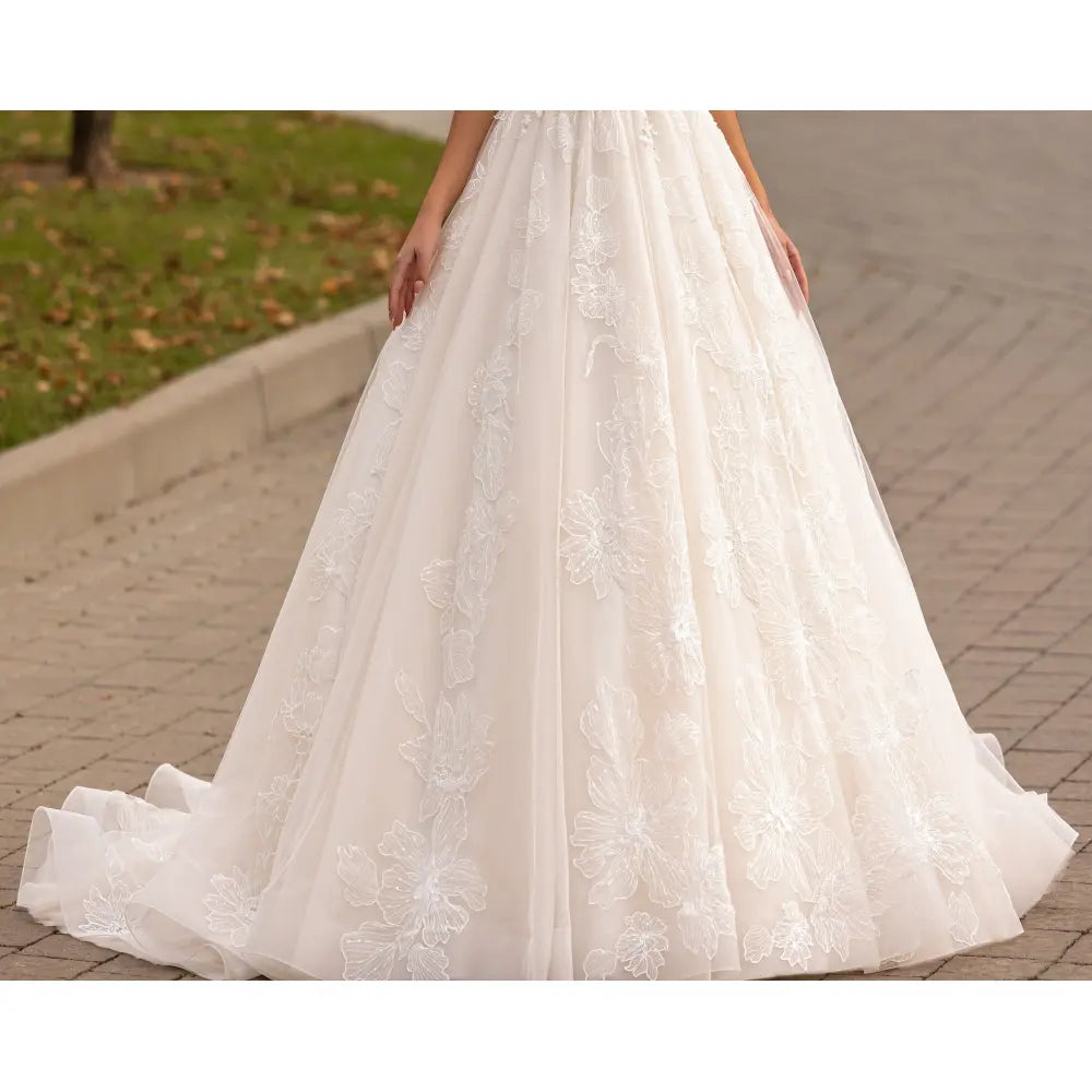Rochie mireasa A-line cu maneca cazuta 23-41 - Simone Boutique rochii de mireasa Sibiu