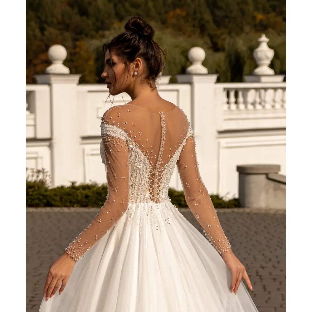 Rochie mireasa A-line cu maneca lunga 23-20 - Simone Boutique rochii de mireasa Sibiu