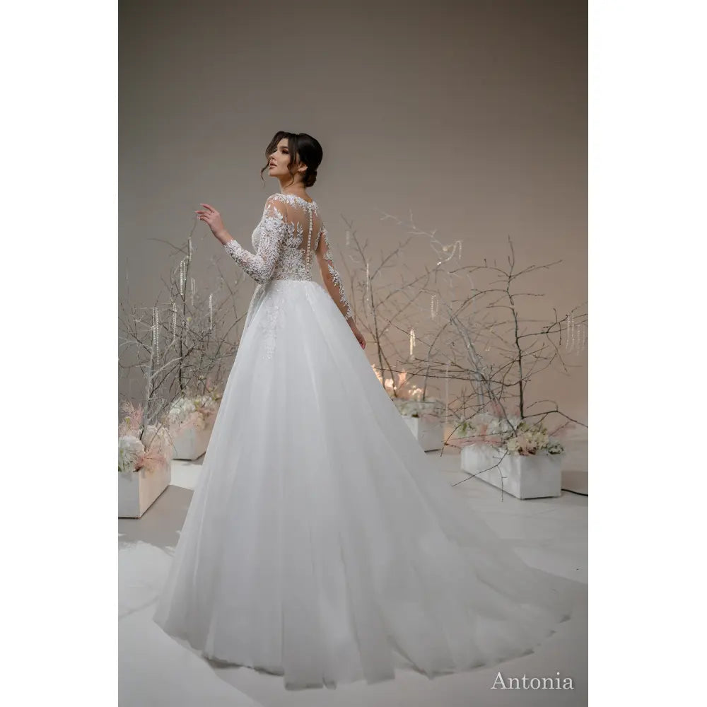 Rochie mireasa A-line cu maneci lungi - Antonia - Simone Boutique rochii de mireasa Sibiu