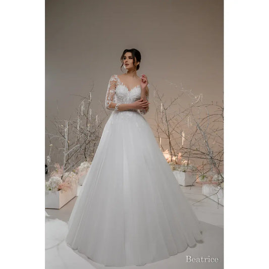 Rochie mireasa A-line cu maneci lungi - Beatrice - Simone Boutique rochii de mireasa Sibiu