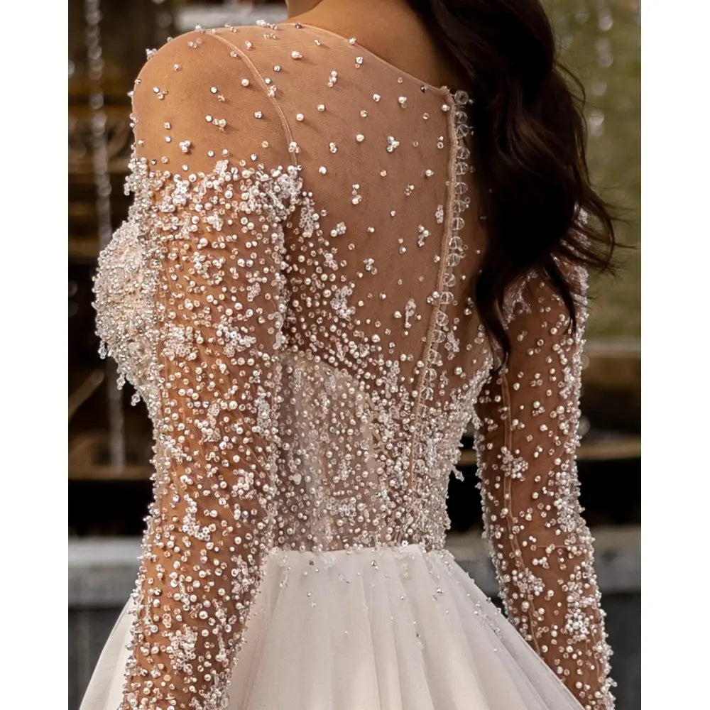 Rochie mireasa A-line cu perle pe decolteu 23-39 - Simone Boutique rochii de mireasa Sibiu