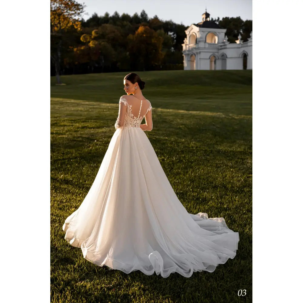 Rochie mireasa cu maneca lunga 23-03 - Simone Boutique rochii de mireasa Sibiu