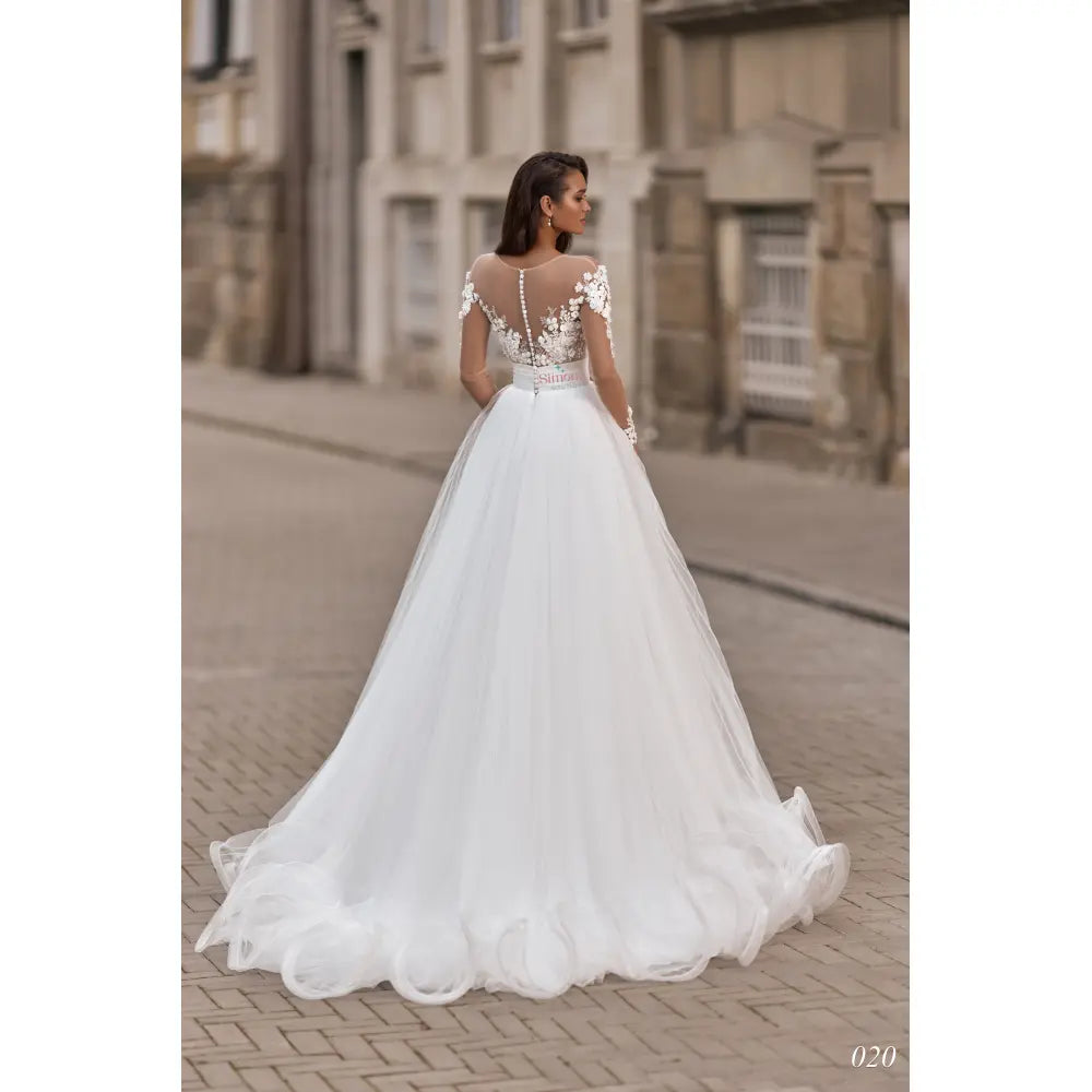 Rochie mireasa printesa cu fusta din tiul plisat 24-20 - Simone Boutique rochii de mireasa Sibiu