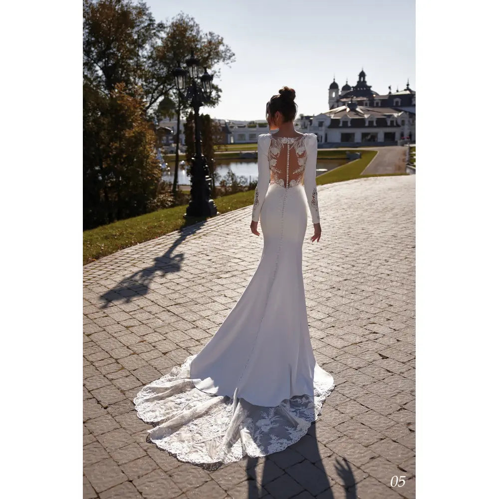 Rochie mireasa sirena cu maneca lunga 23-05 - Simone Boutique rochii de mireasa Sibiu