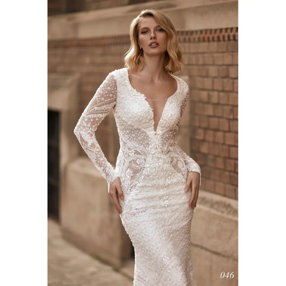 Rochie mireasa sirena cu maneci lungi 24-46 - Simone Boutique rochii de mireasa Sibiu