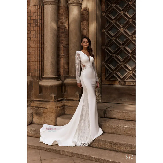 Rochie mireasa sirena cu trena si maneci lungi 24-12 - Simone Boutique rochii de mireasa Sibiu