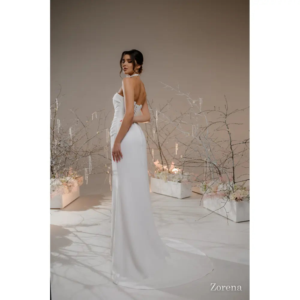Rochie mireasa sirena din tafta cu umerii goi - Zorena - Simone Boutique rochii de mireasa Sibiu