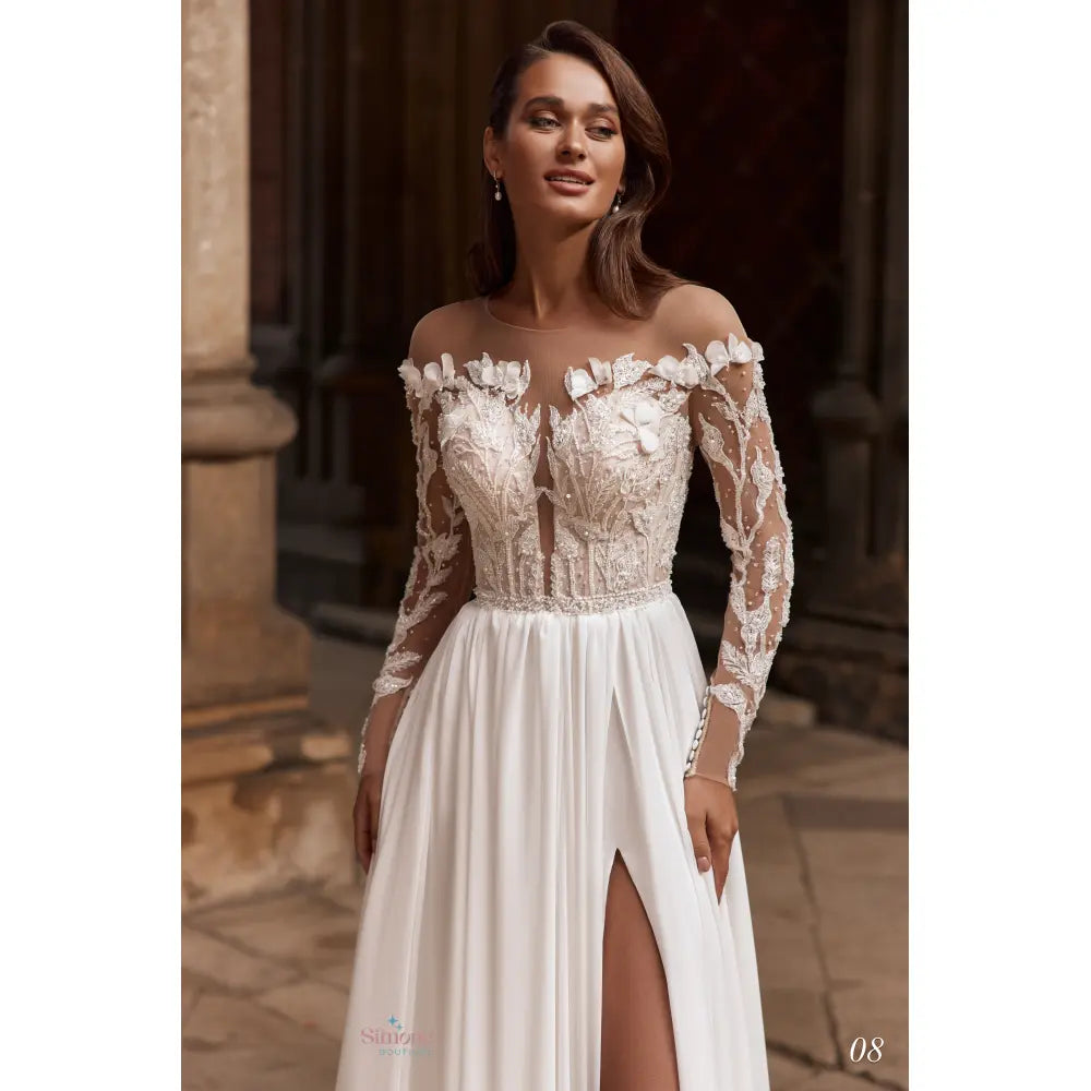 Rochie mireasa vaporoasa cu umerii goi 24-08 - Simone Boutique rochii de mireasa Sibiu