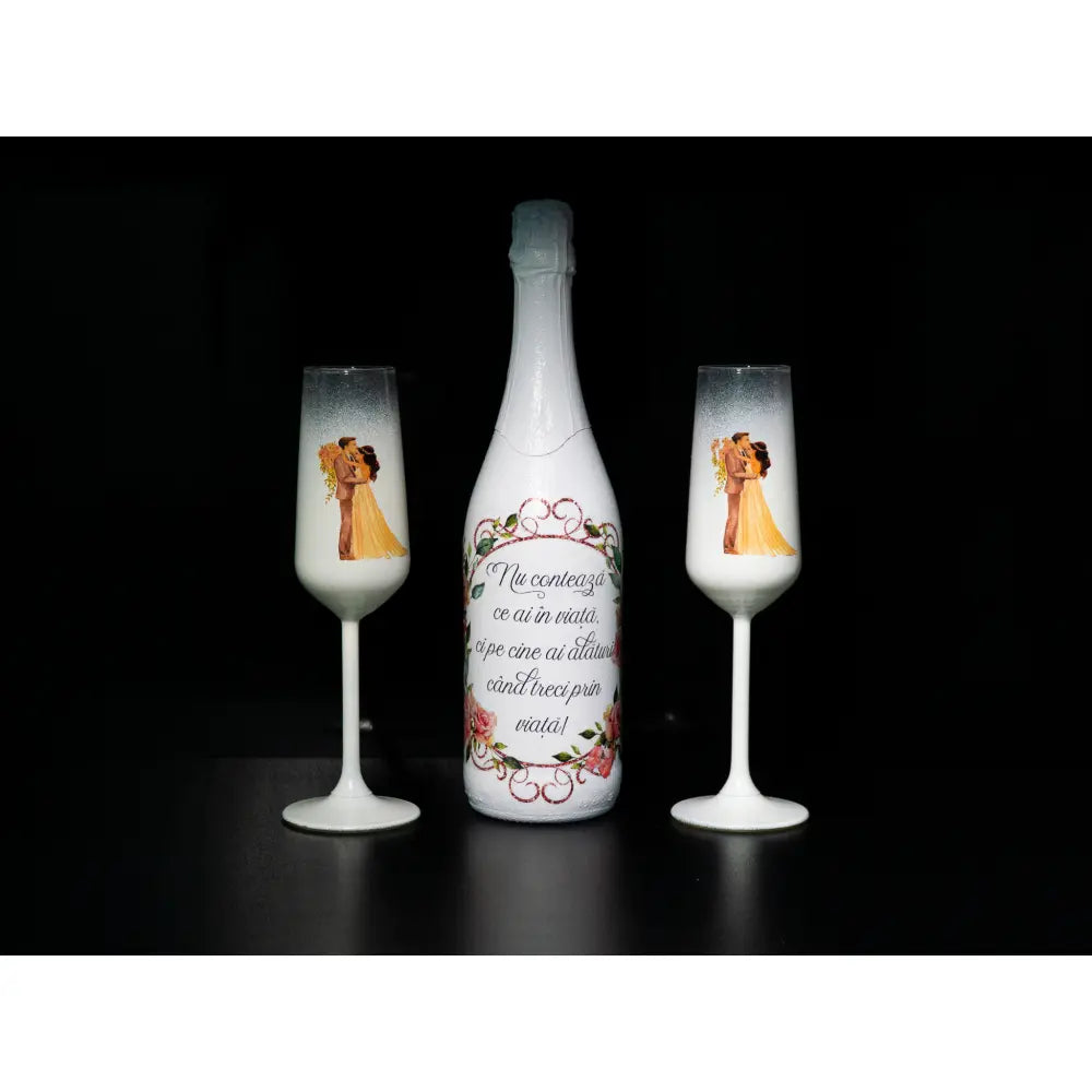 Set sampanie cu pahare miri P23 - Simone Boutique rochii de mireasa Sibiu