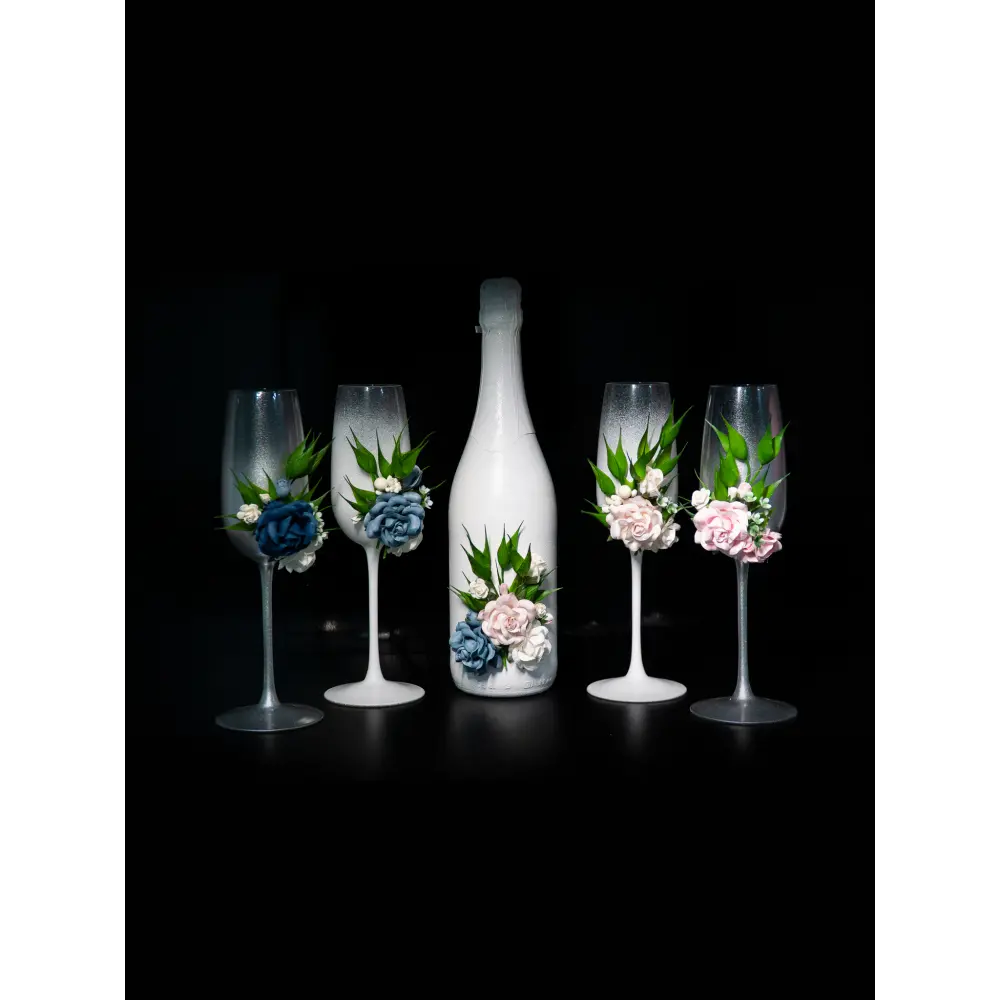 Set sampanie cu pahare miri si nasi P30 - Simone Boutique rochii de mireasa Sibiu