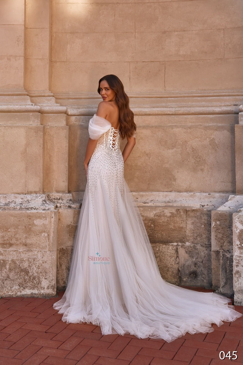 Rochie mireasa A-line cu umerii cazuti 26-45