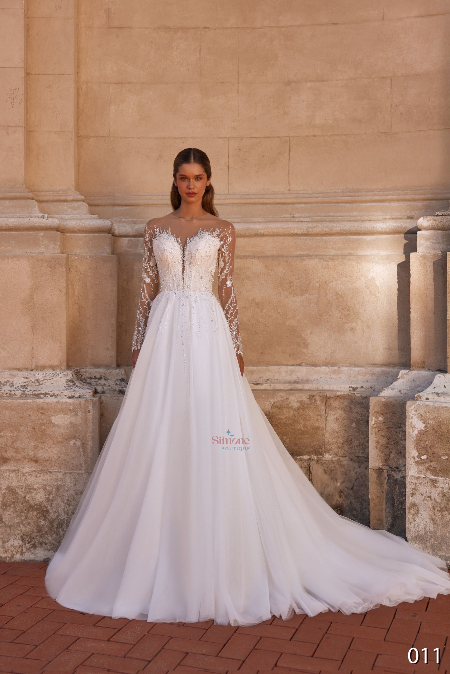 Rochie mireasa A-line cu maneci lugi 26-11