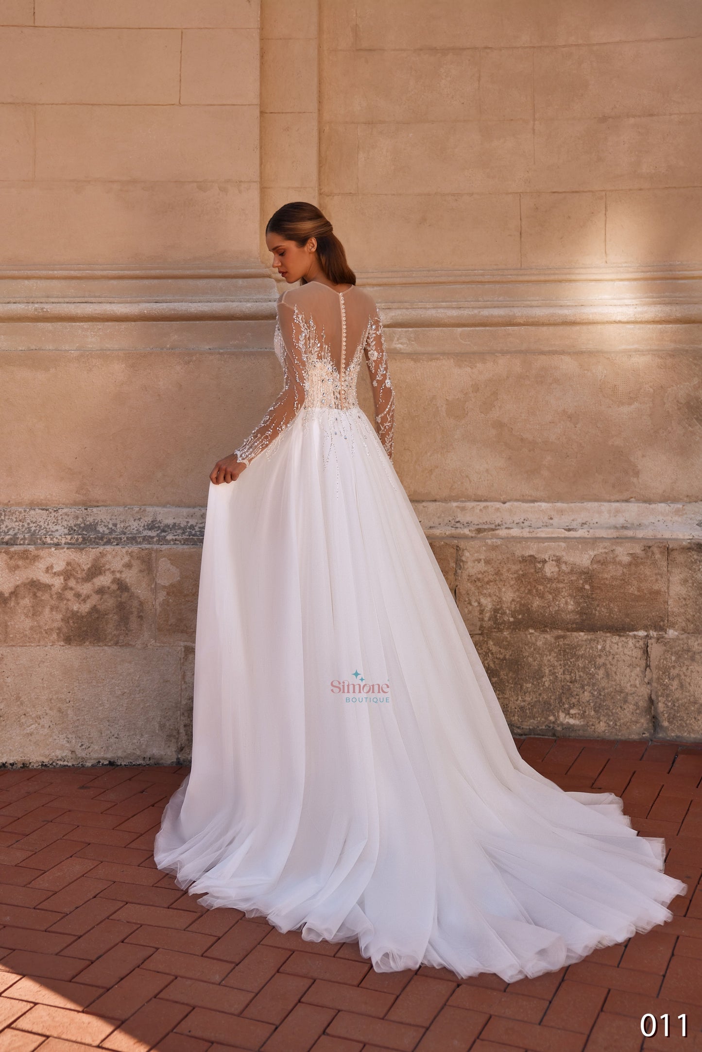 Rochie mireasa A-line cu maneci lugi 26-11