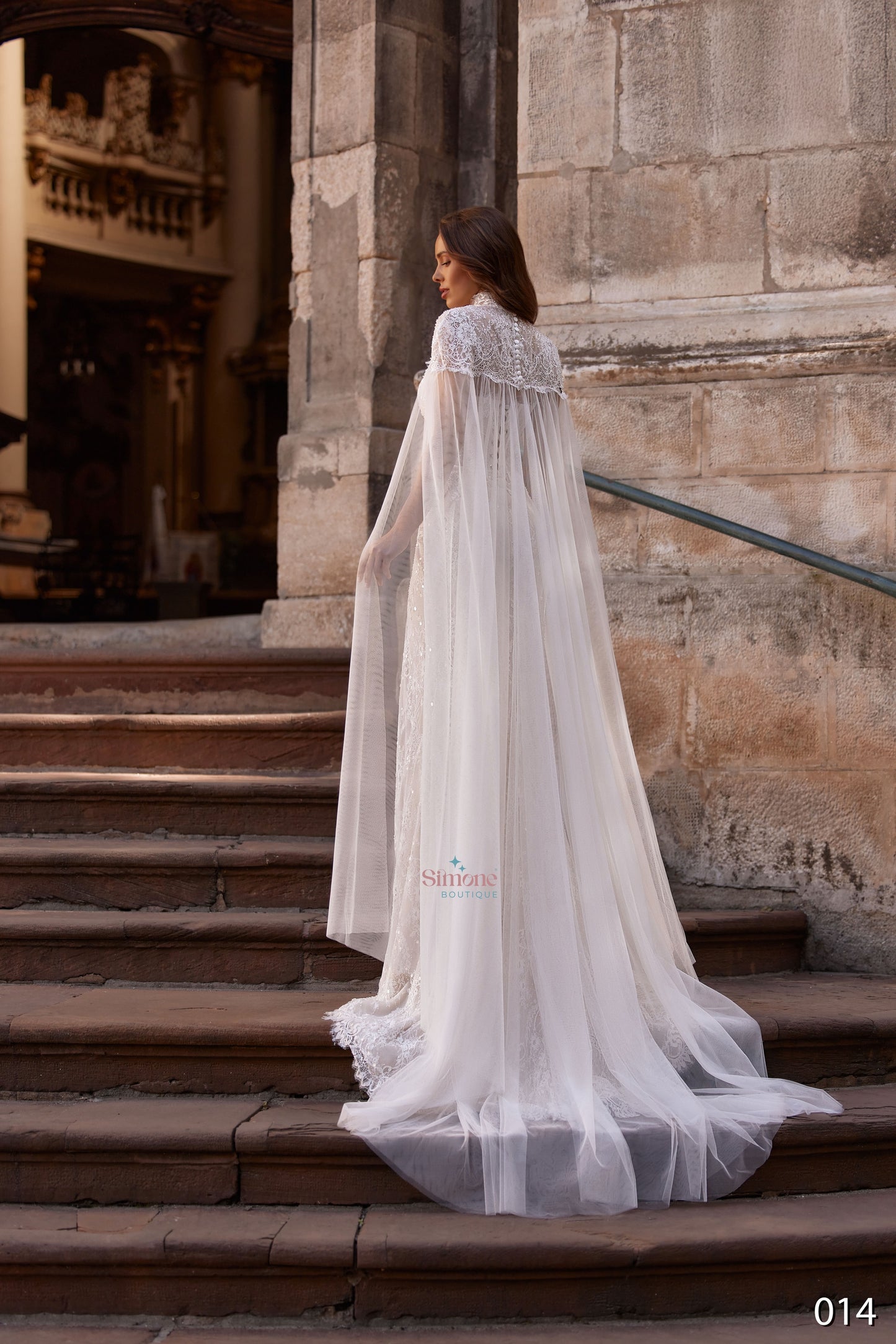 Rochie mireasa sirena cu capa detasabila 26-14