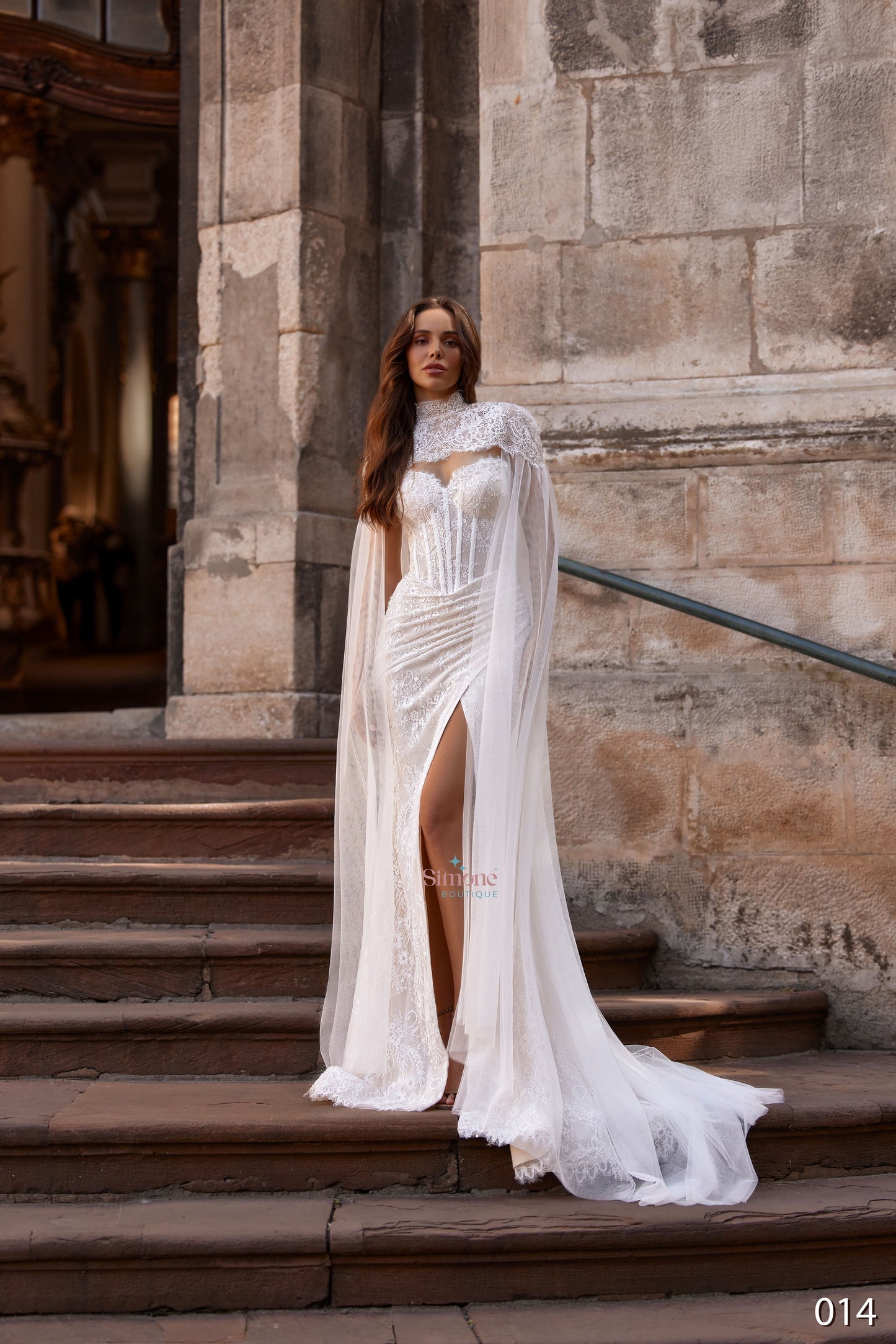 Rochie mireasa sirena cu capa detasabila 26-14