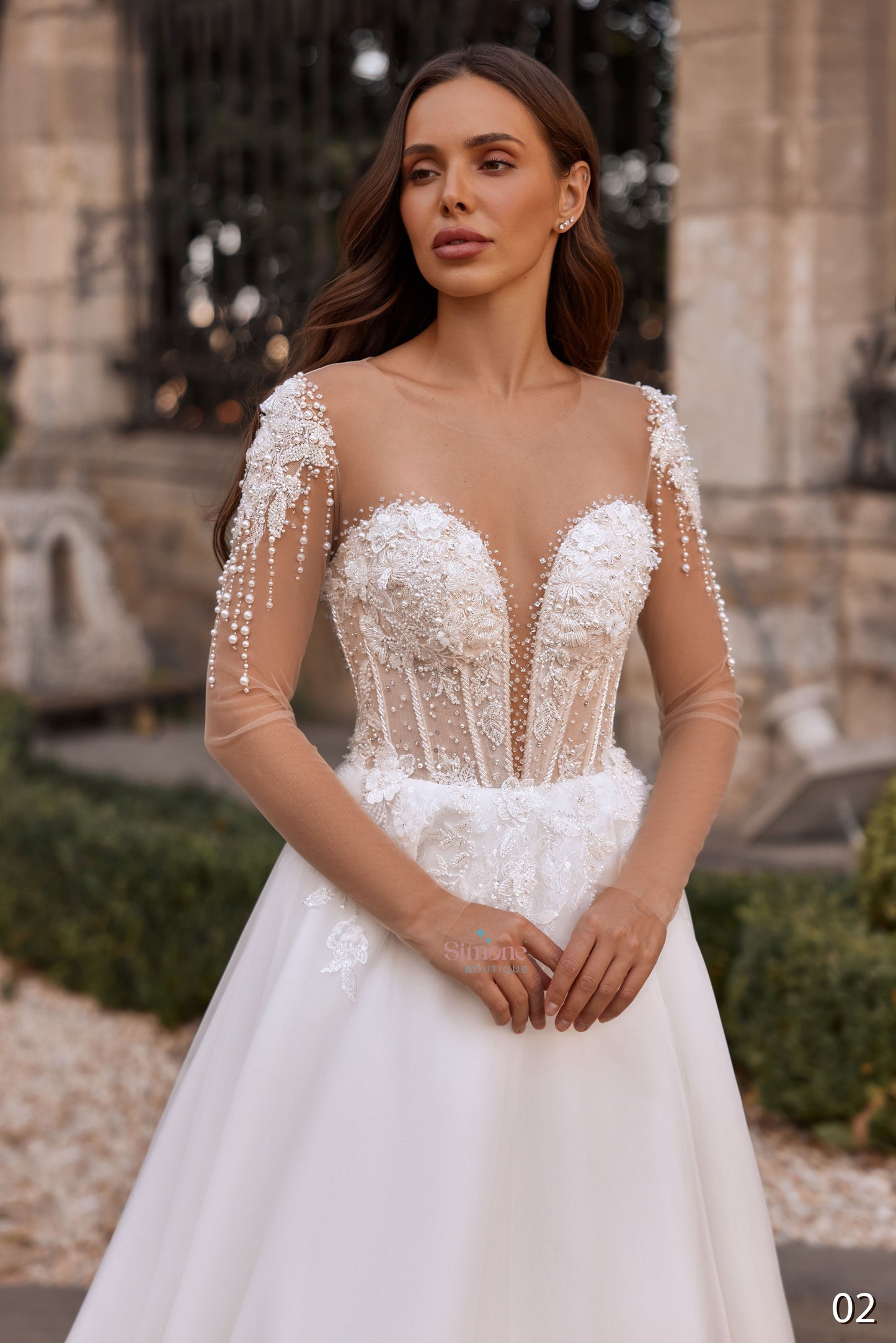 Rochie de mireasa A-line cu maneci lungi 26-02