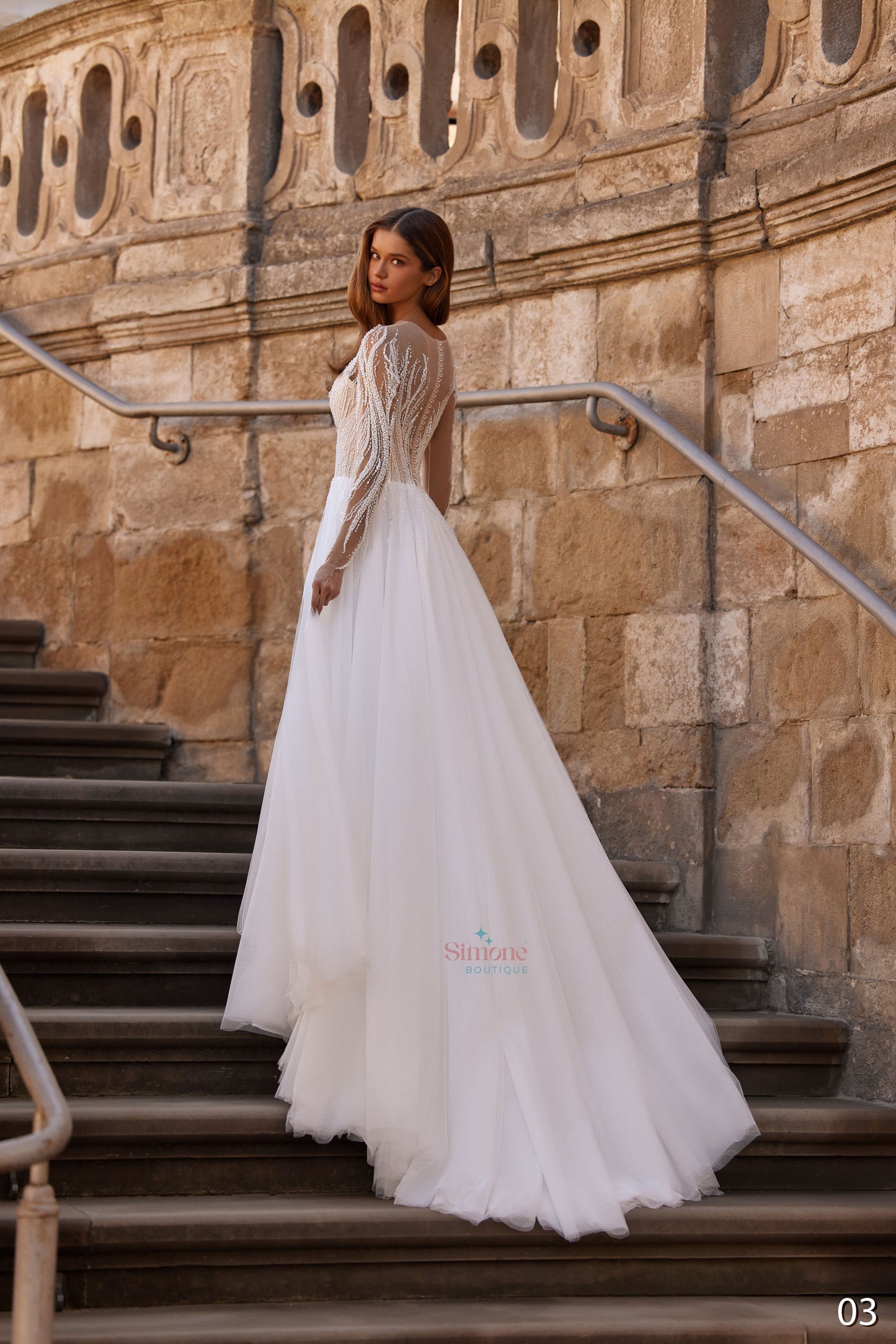 Rochie mireasa A-line cu maneci lungi 26-03