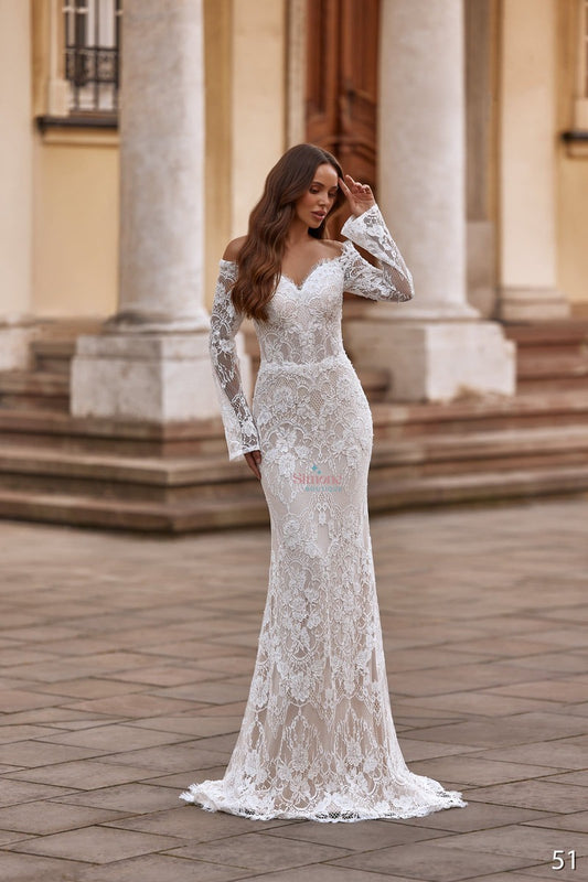 Rochie mireasa sirena din dantela chantily 26-51