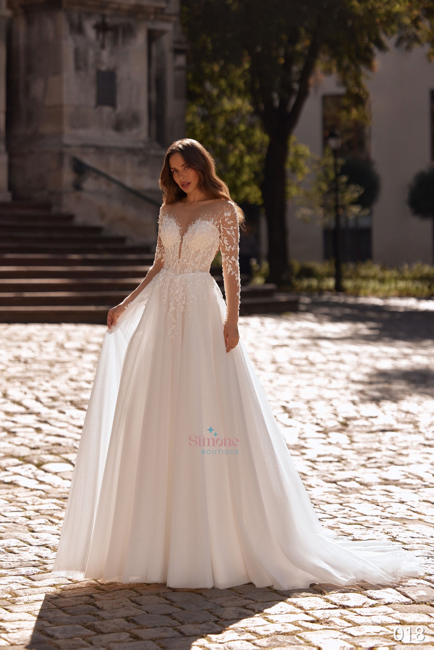 Rochie mireasa A-line cu maneci lungi 26-18