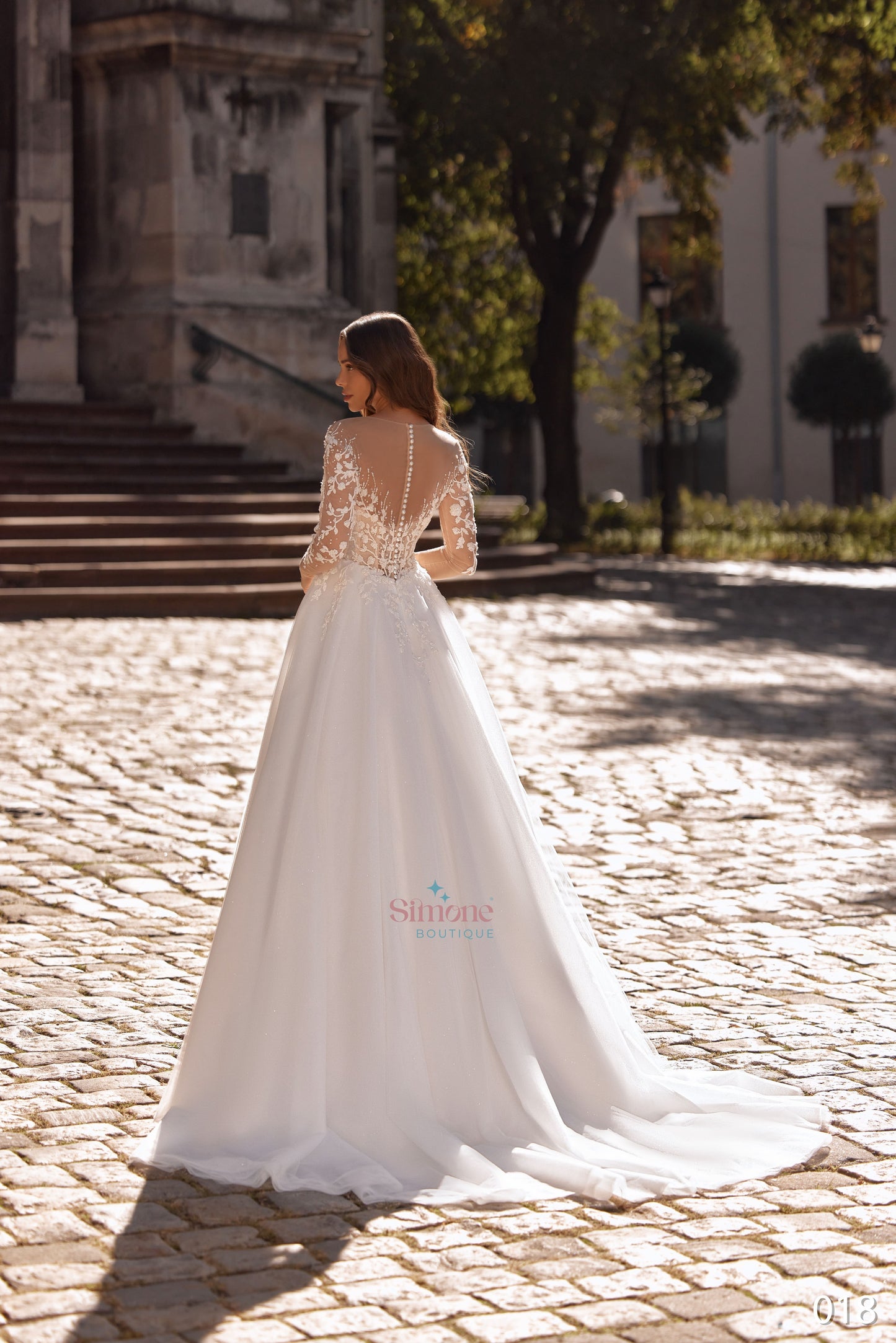 Rochie mireasa A-line cu maneci lungi 26-18
