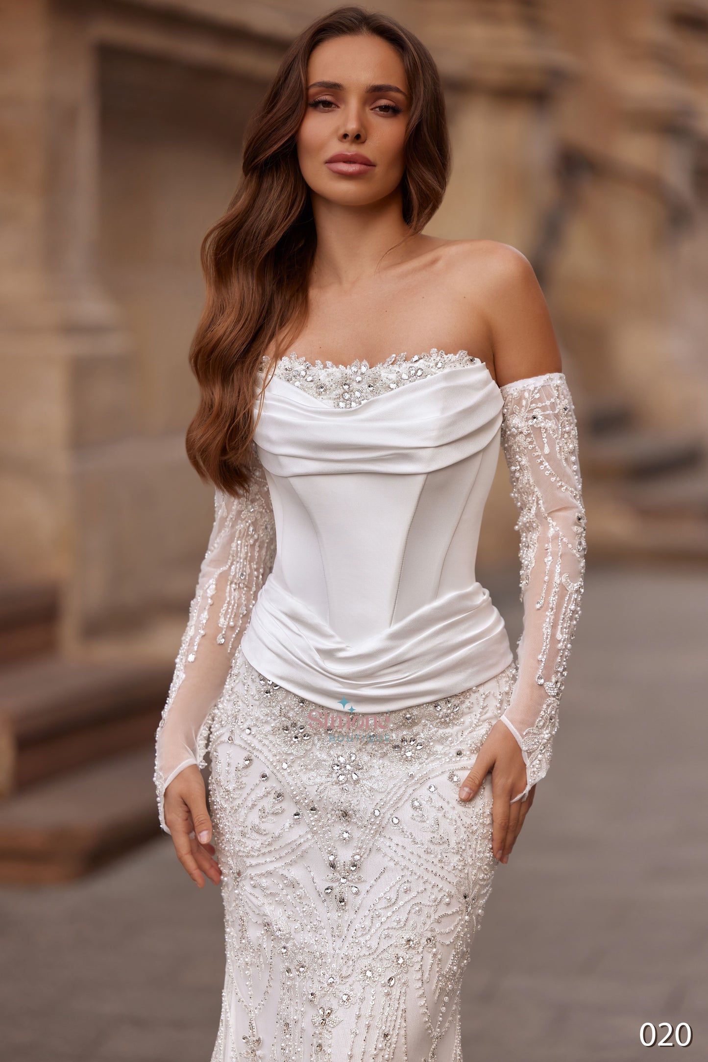Rochie mireasa 2 in 1 sirena cu trena detasabila 26-20