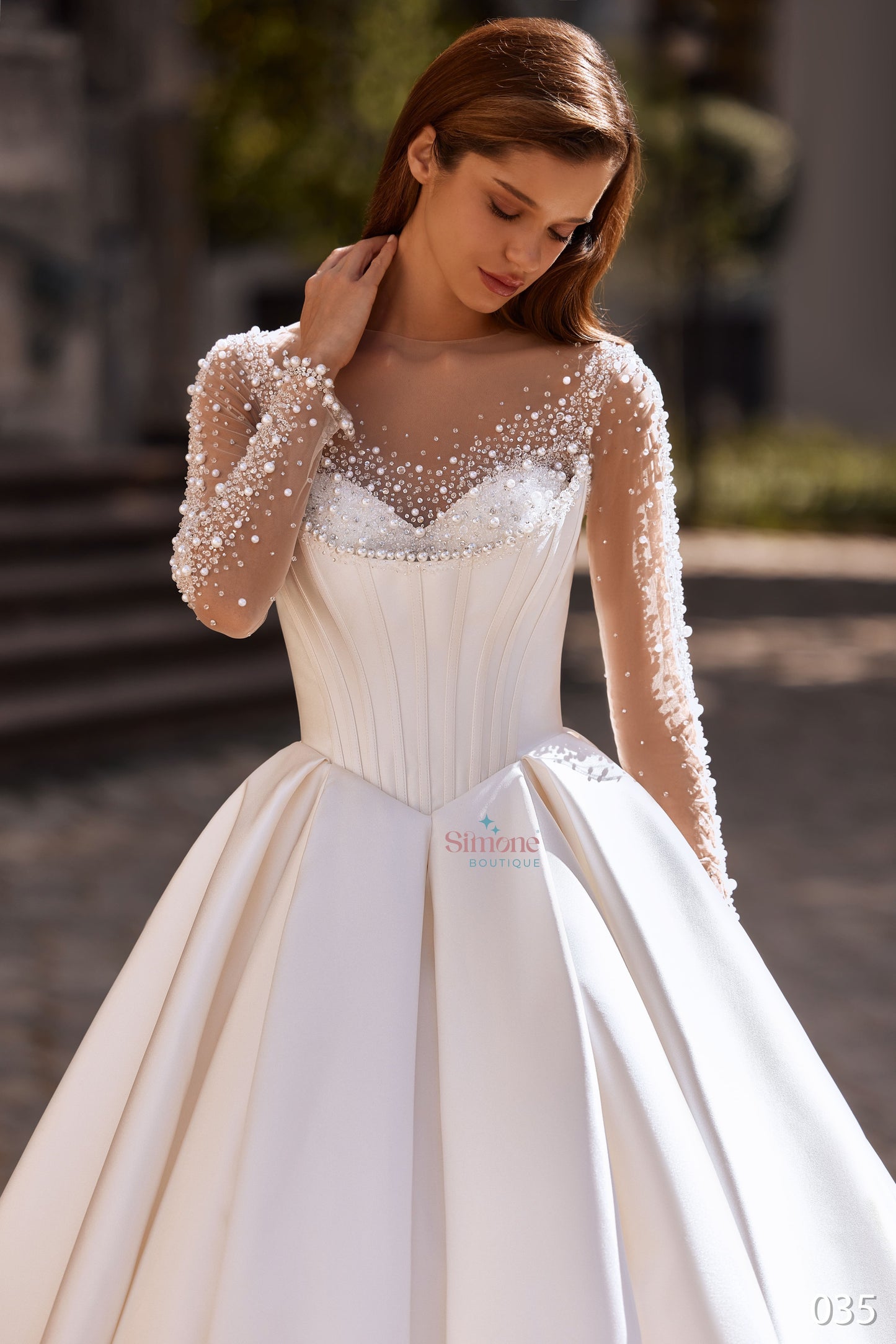 Rochie mireasa printesa cu maneci lungi 26-35